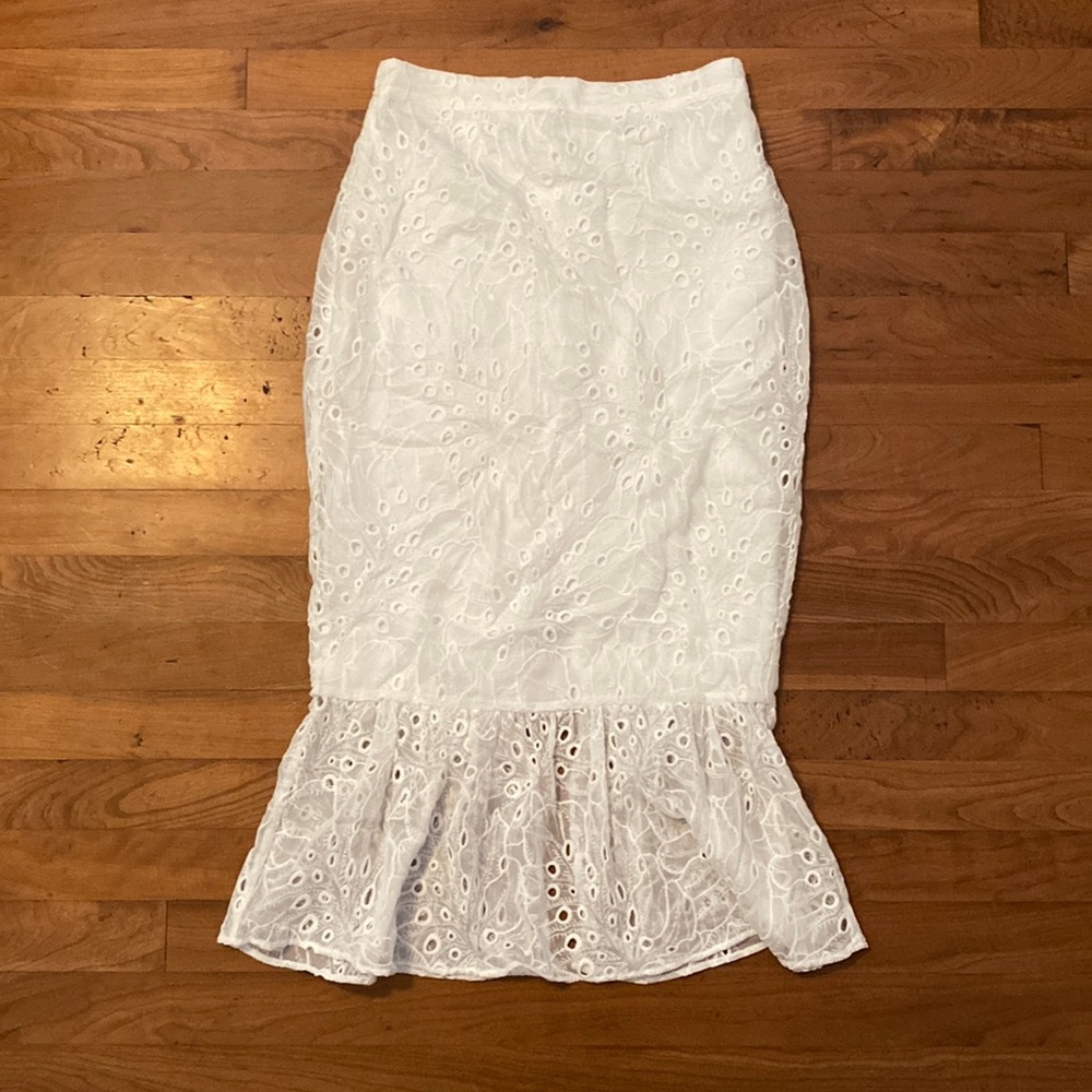 Lovers + friends white midi skirt